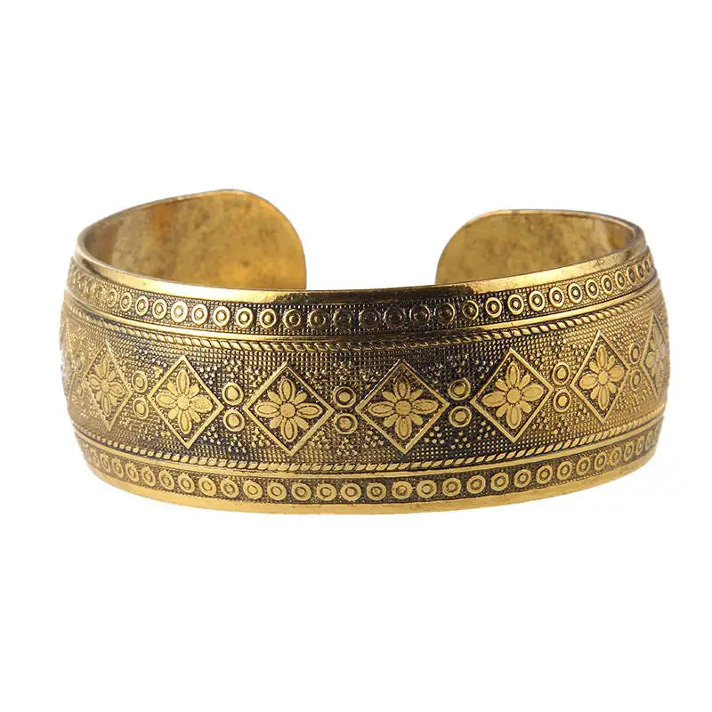 Vintage Gold Elephant Cuff Bracelet