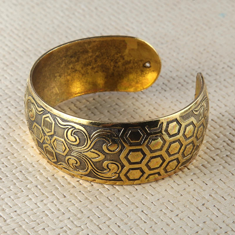 Vintage Gold Elephant Cuff Bracelet