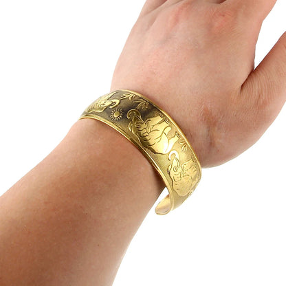 Vintage Gold Elephant Cuff Bracelet
