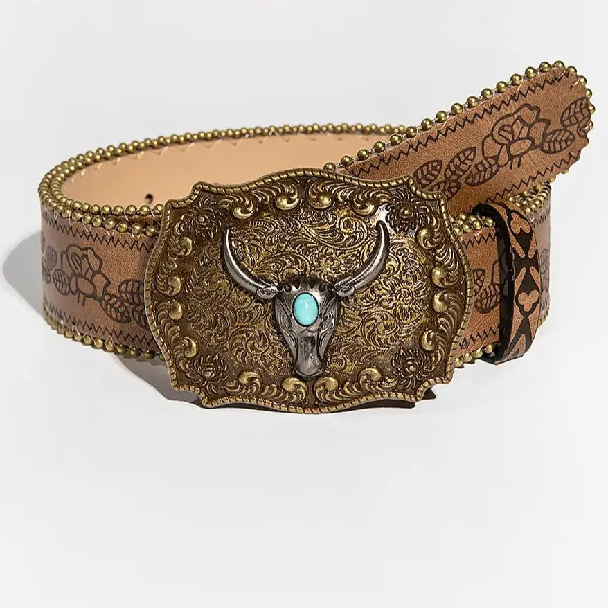 Vintage Boho Country Carved Gemstone Belts
