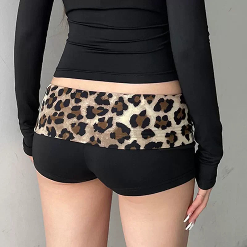 Y2K Mini Cheetah Print Fold-Over Shorts