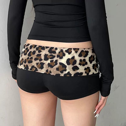 Y2K Mini Cheetah Print Fold-Over Shorts