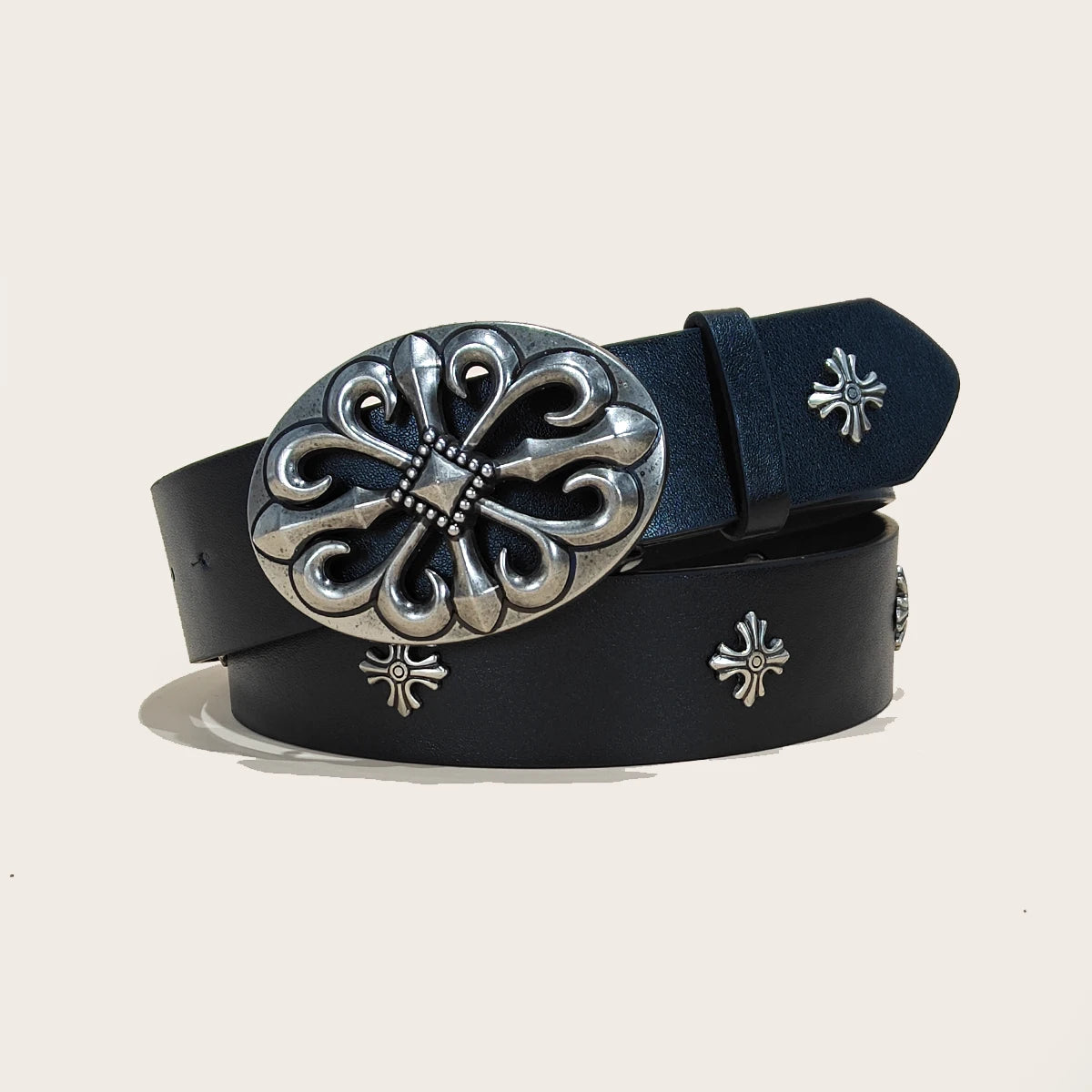 Studded Belt For Men and Women Y2K Belt Metal Punk Rock Style Rivet Plus Size Leather Belts with Cross Rivet for Jeans Pants