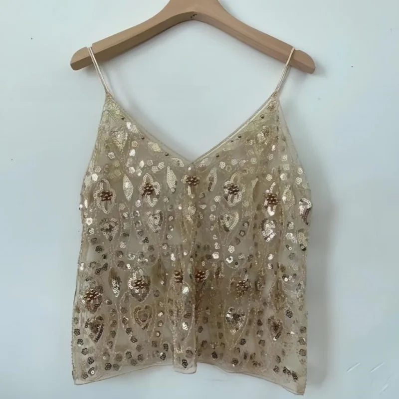 Y2K 2000's See-Through Sequin Top