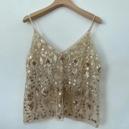 Y2K 2000's See-Through Sequin Top