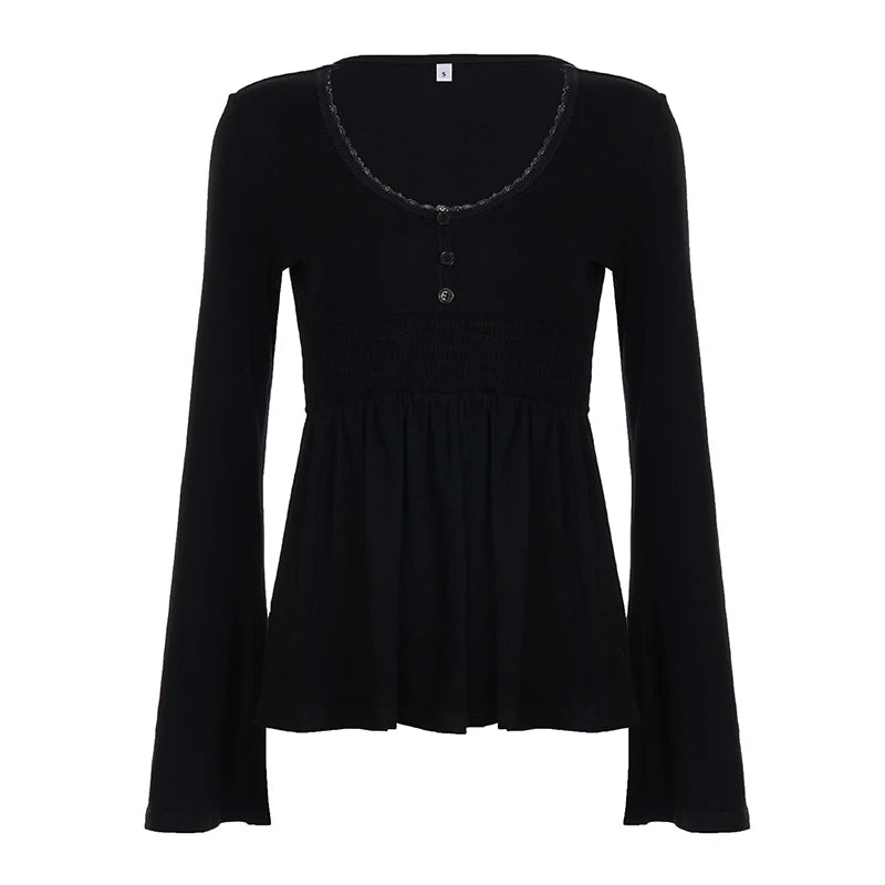 Y2k Button Up Babydoll Top