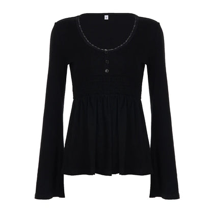 Y2k Button Up Babydoll Top