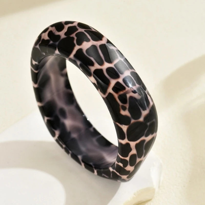 Y2K Leopard & Zebra Chunky Resin Bangle Set