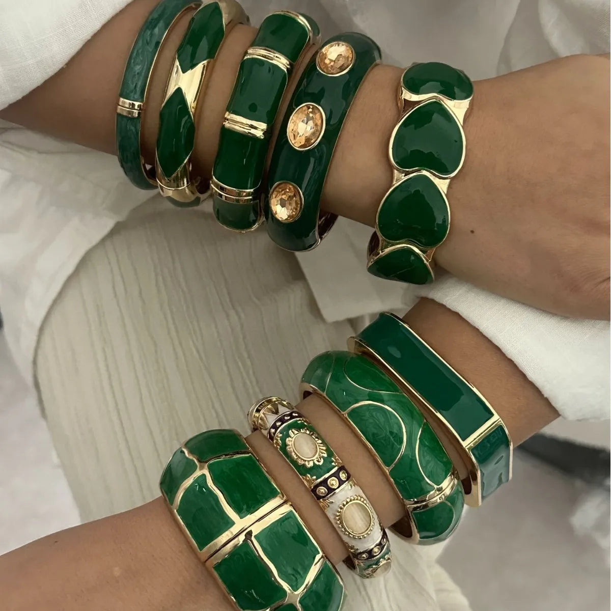 Boho Green Bangle Stack