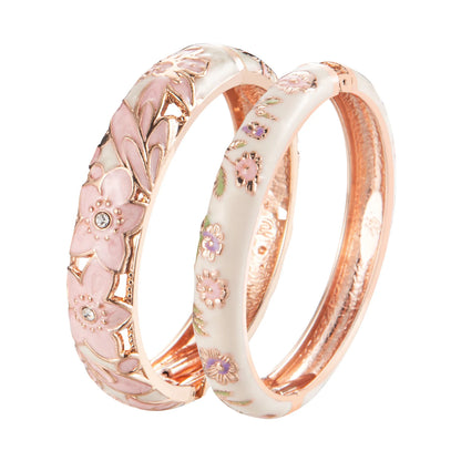 Bangle For Women Double Enamel Bangle Set Cloisonne Women's Jewelry Accessories Indian Style Dubai Trendy Metal Bracelet On Hand