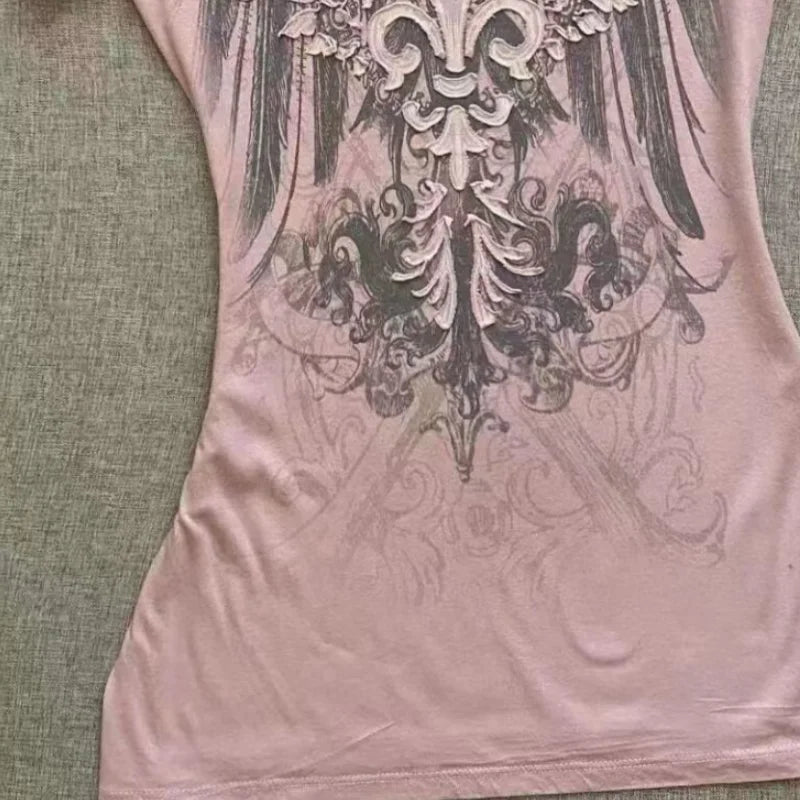 2000s Y2K Gothic Printed Tee
