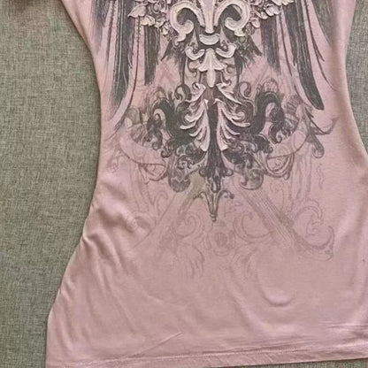 2000s Y2K Gothic Printed Tee