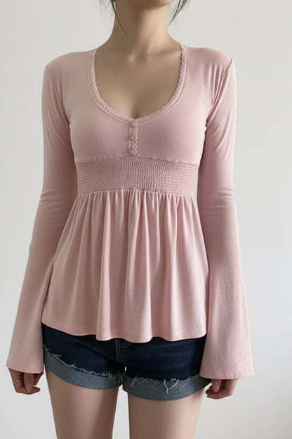 Y2k Button Up Babydoll Top