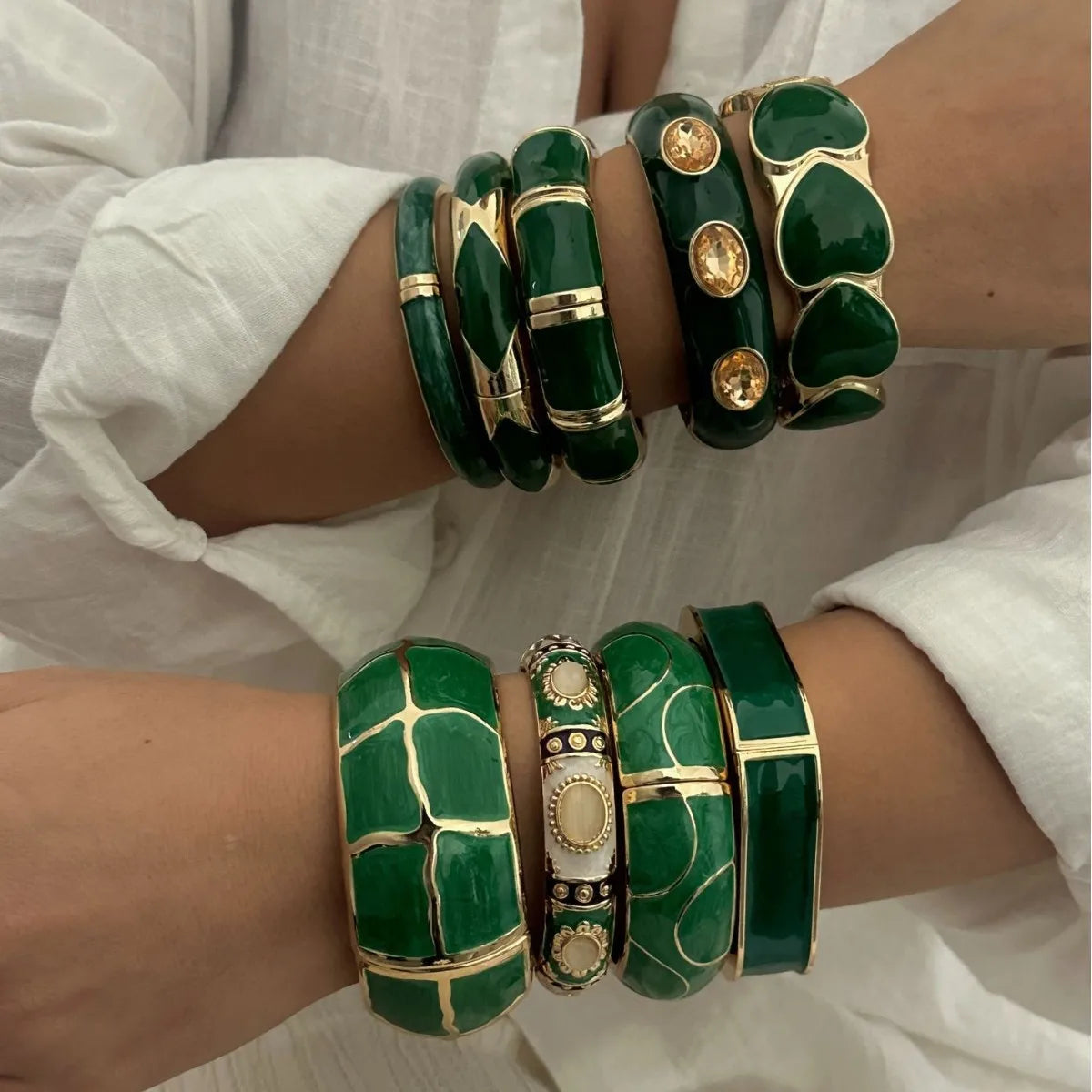 Boho Green Bangle Stack