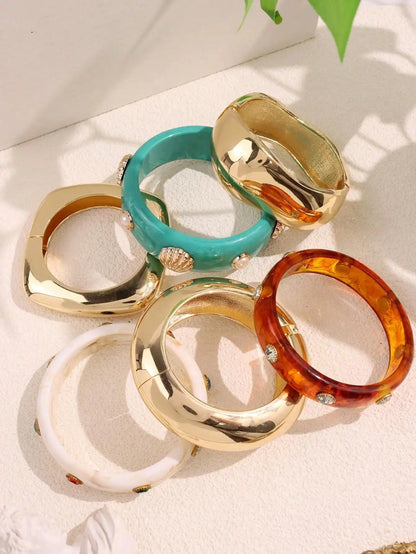 Vintage Ombré Rhinestone Pearl Bangles