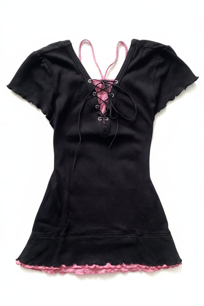 Y2K Grunge Layered Graphic Top