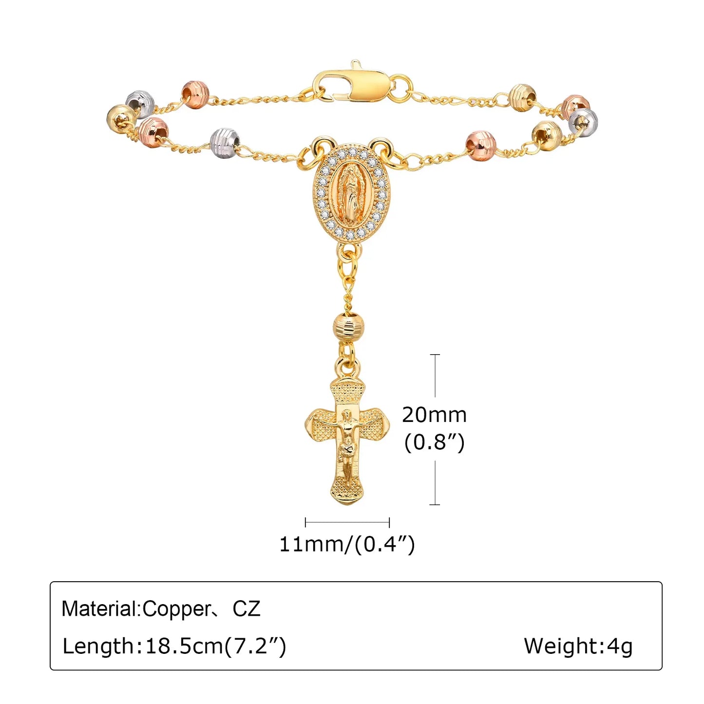 Y2K Gold Cross Charm Bracelet
