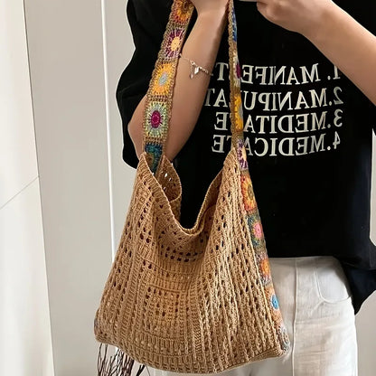 Boho Crochet Floral Bag