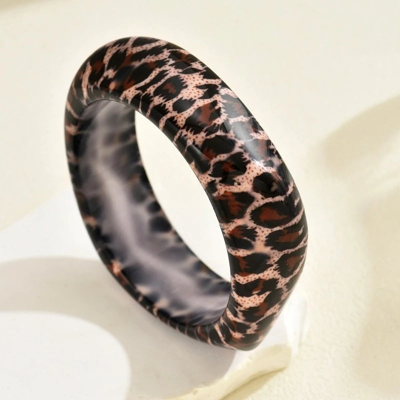 Y2K Leopard & Zebra Chunky Resin Bangle Set