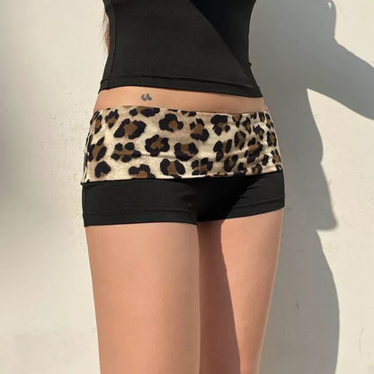 Y2K Mini Cheetah Print Fold-Over Shorts