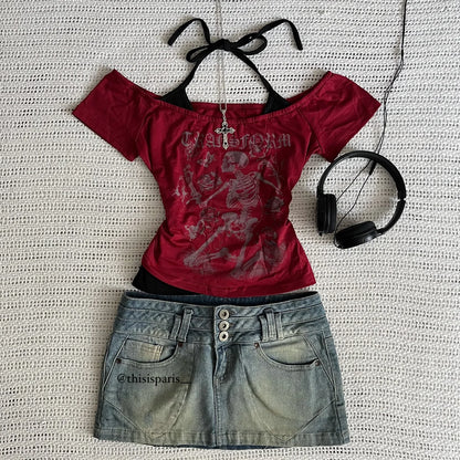Y2K Halter Tie Top