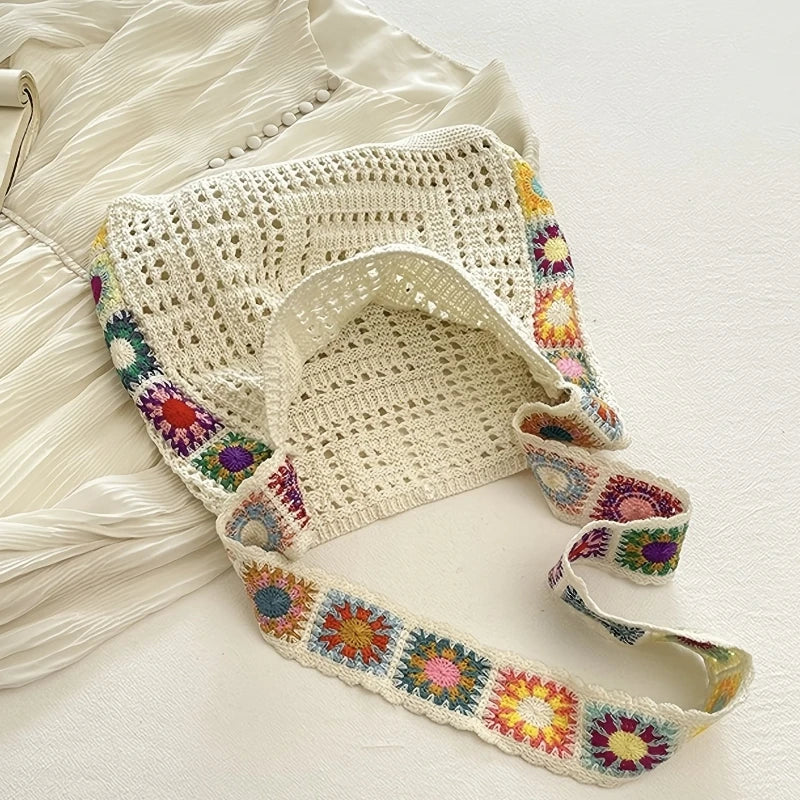 Boho Crochet Floral Bag