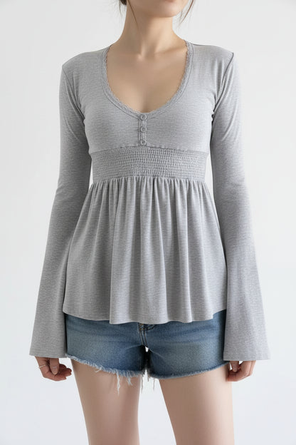 Y2k Button Up Babydoll Top
