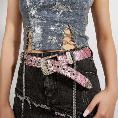 Y2K Studded Rhinestone Belt