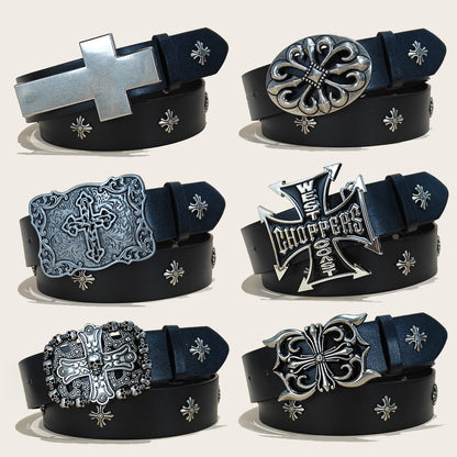 Studded Belt For Men and Women Y2K Belt Metal Punk Rock Style Rivet Plus Size Leather Belts with Cross Rivet for Jeans Pants