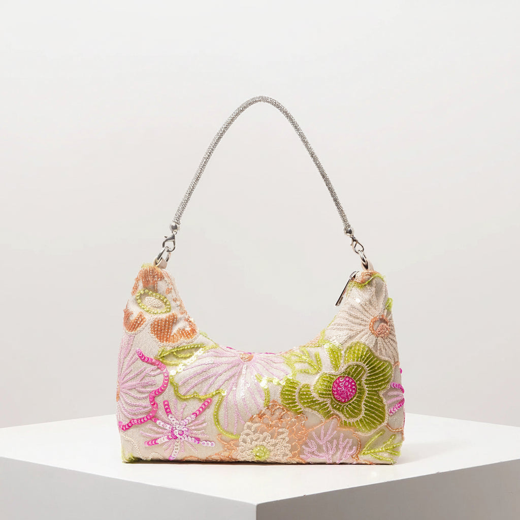 Y2K 2000's Sequin Floral Shoulder Bag