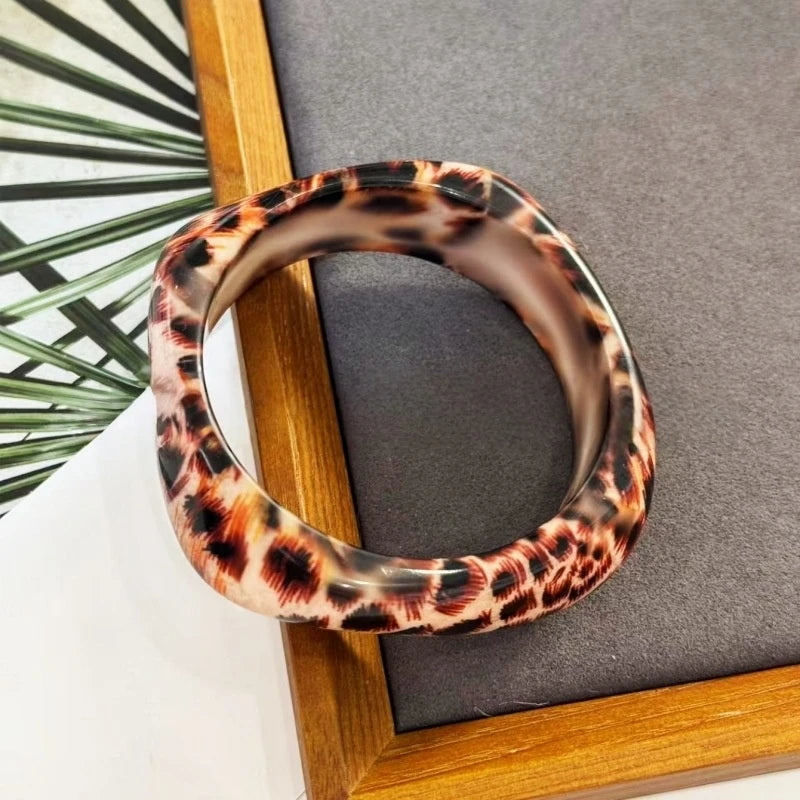 Y2K Leopard & Zebra Chunky Resin Bangle Set