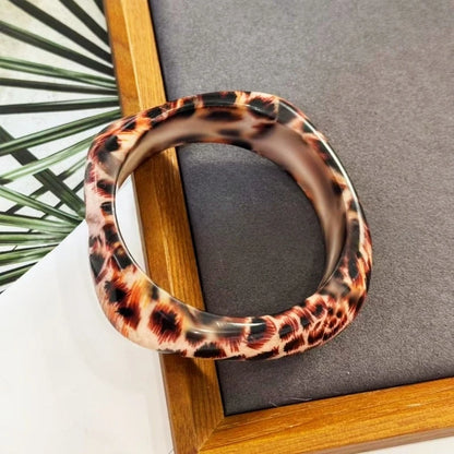 Y2K Leopard & Zebra Chunky Resin Bangle Set
