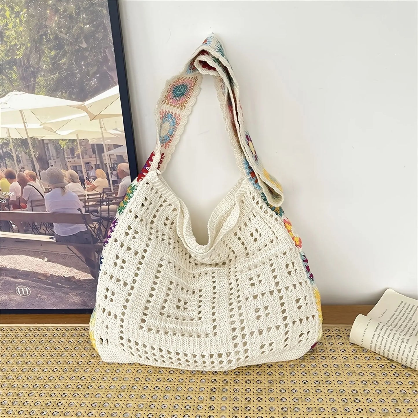 Boho Crochet Floral Bag