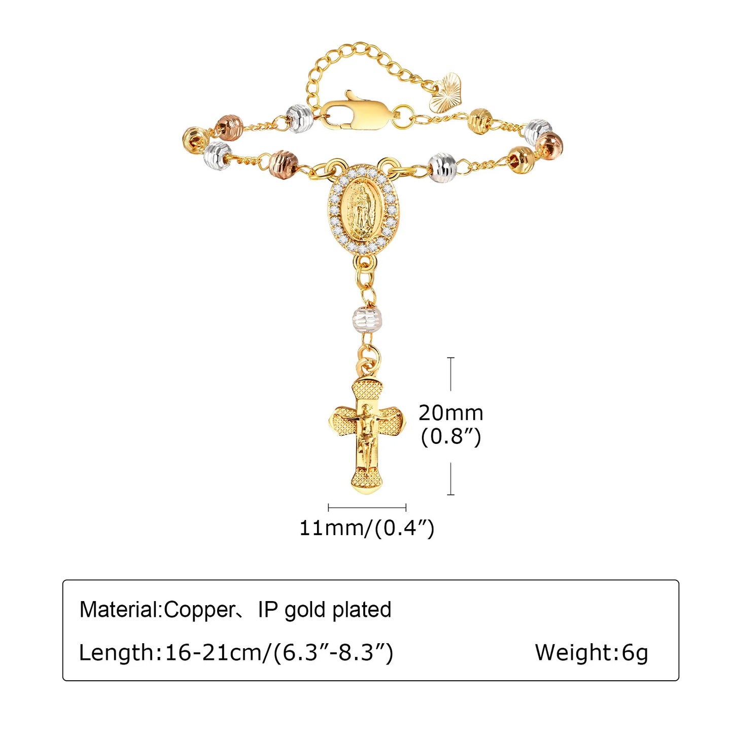 Y2K Gold Cross Charm Bracelet