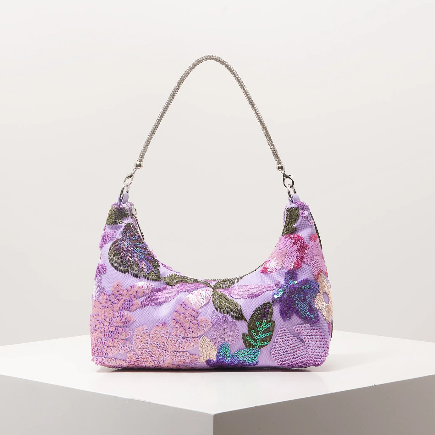 Y2K 2000's Sequin Floral Shoulder Bag
