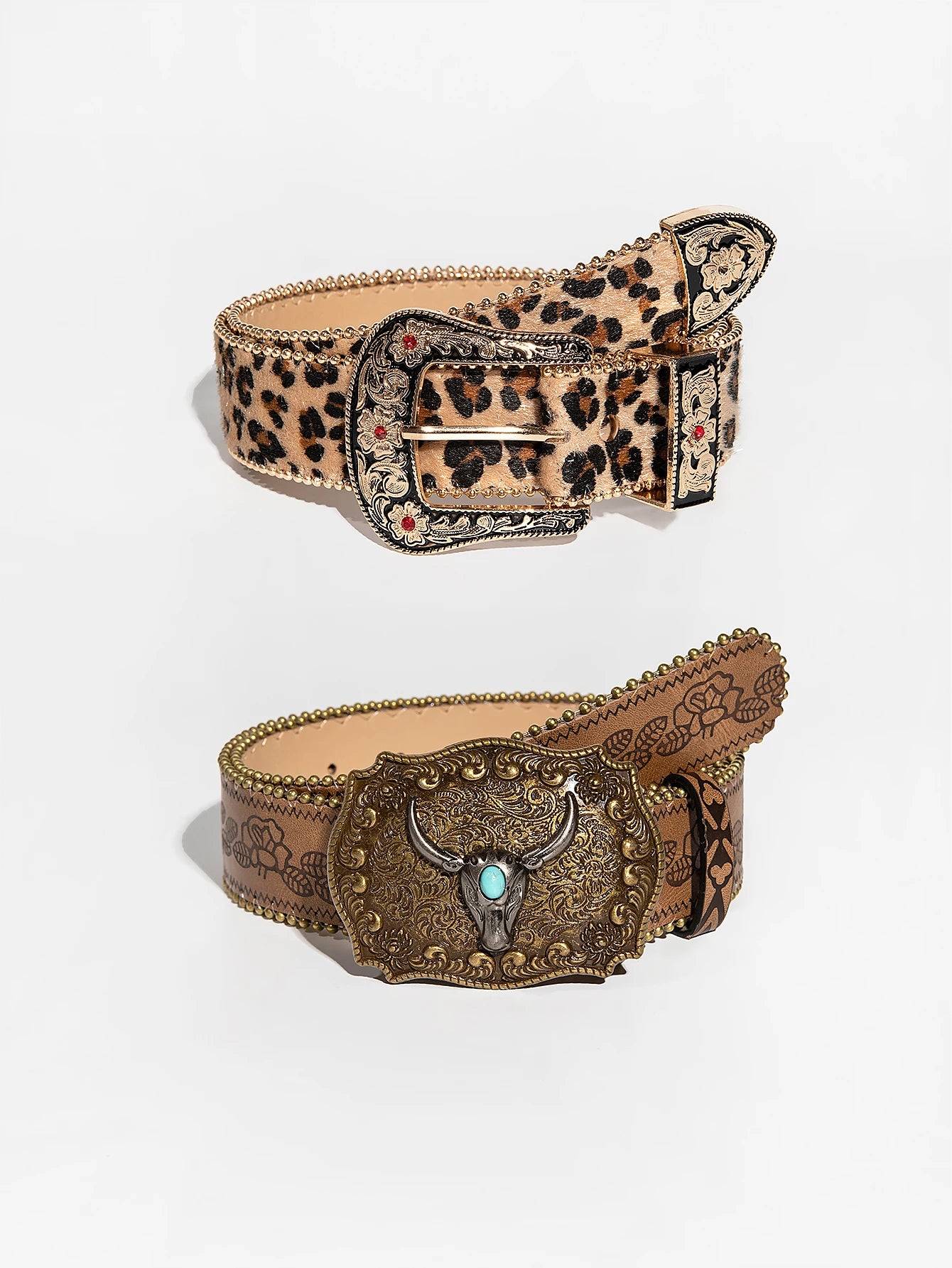 Vintage Boho Country Carved Gemstone Belts