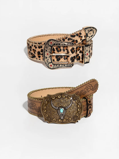 Vintage Boho Country Carved Gemstone Belts