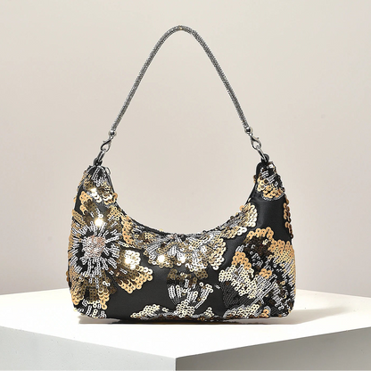 Y2K 2000's Sequin Floral Shoulder Bag