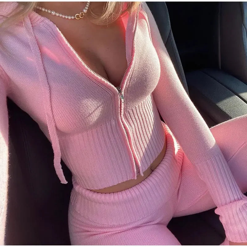 Y2K Ribbed Knit 2 Piece
