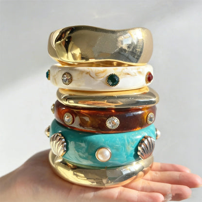 Vintage Ombré Rhinestone Pearl Bangles
