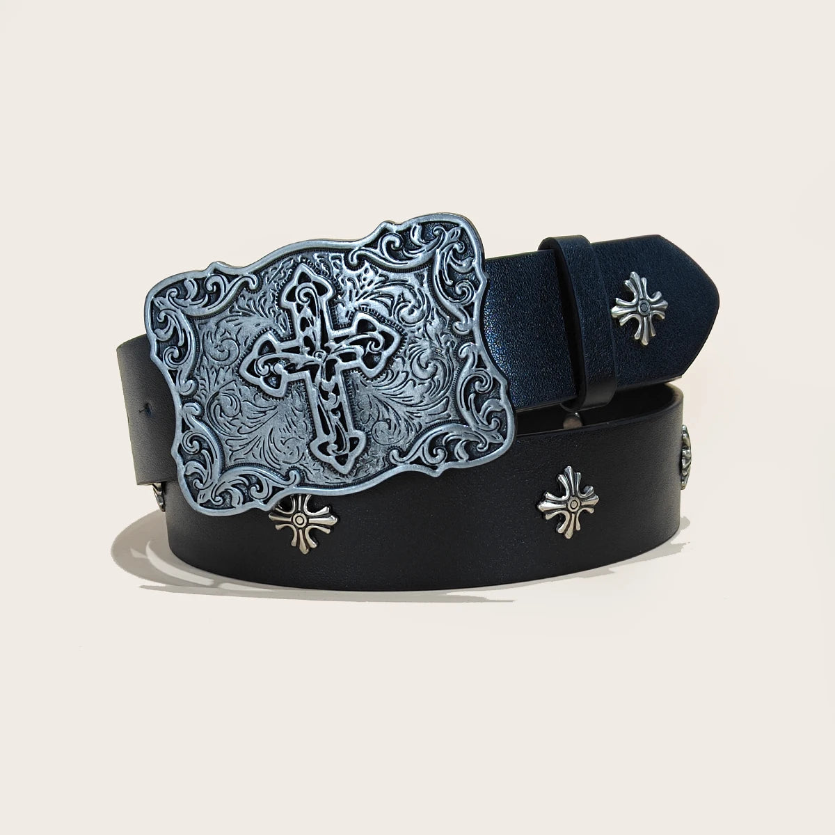 Studded Belt For Men and Women Y2K Belt Metal Punk Rock Style Rivet Plus Size Leather Belts with Cross Rivet for Jeans Pants