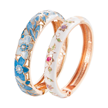 Bangle For Women Double Enamel Bangle Set Cloisonne Women's Jewelry Accessories Indian Style Dubai Trendy Metal Bracelet On Hand