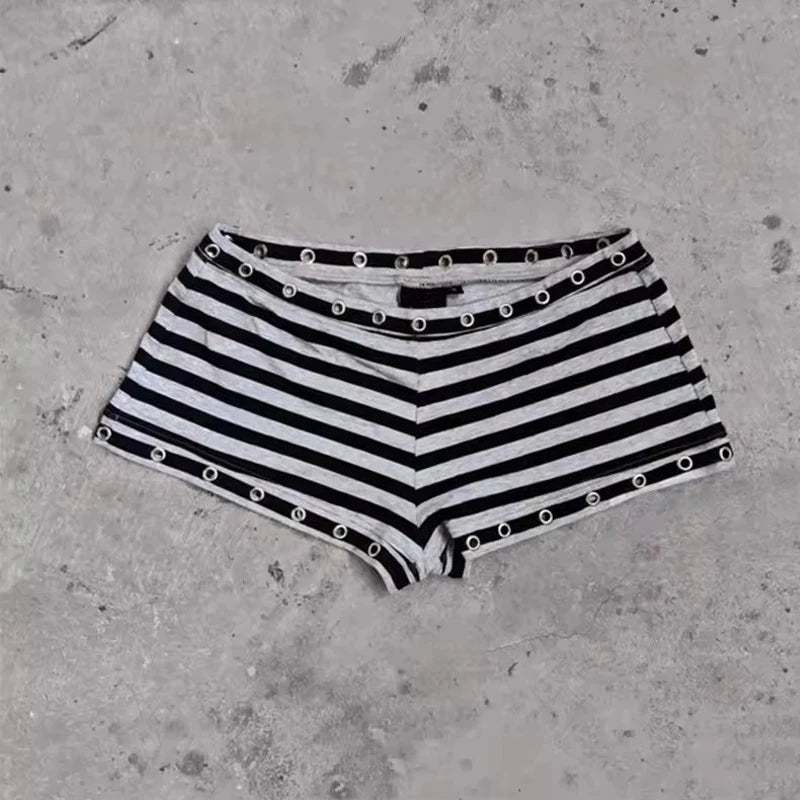 Y2K 2000's Mini Grunge Striped Shorts