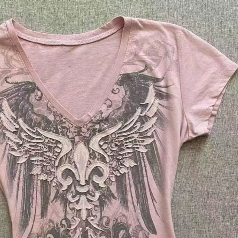 2000s Y2K Gothic Printed Tee