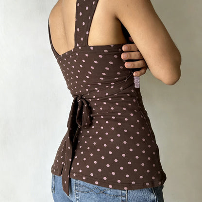 Y2K Babydoll Polka Dot Lace Top