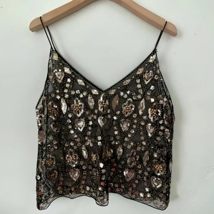 Y2K 2000's See-Through Sequin Top