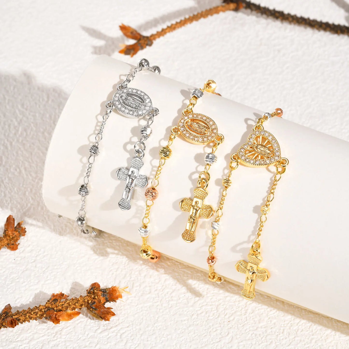 Y2K Gold Cross Charm Bracelet