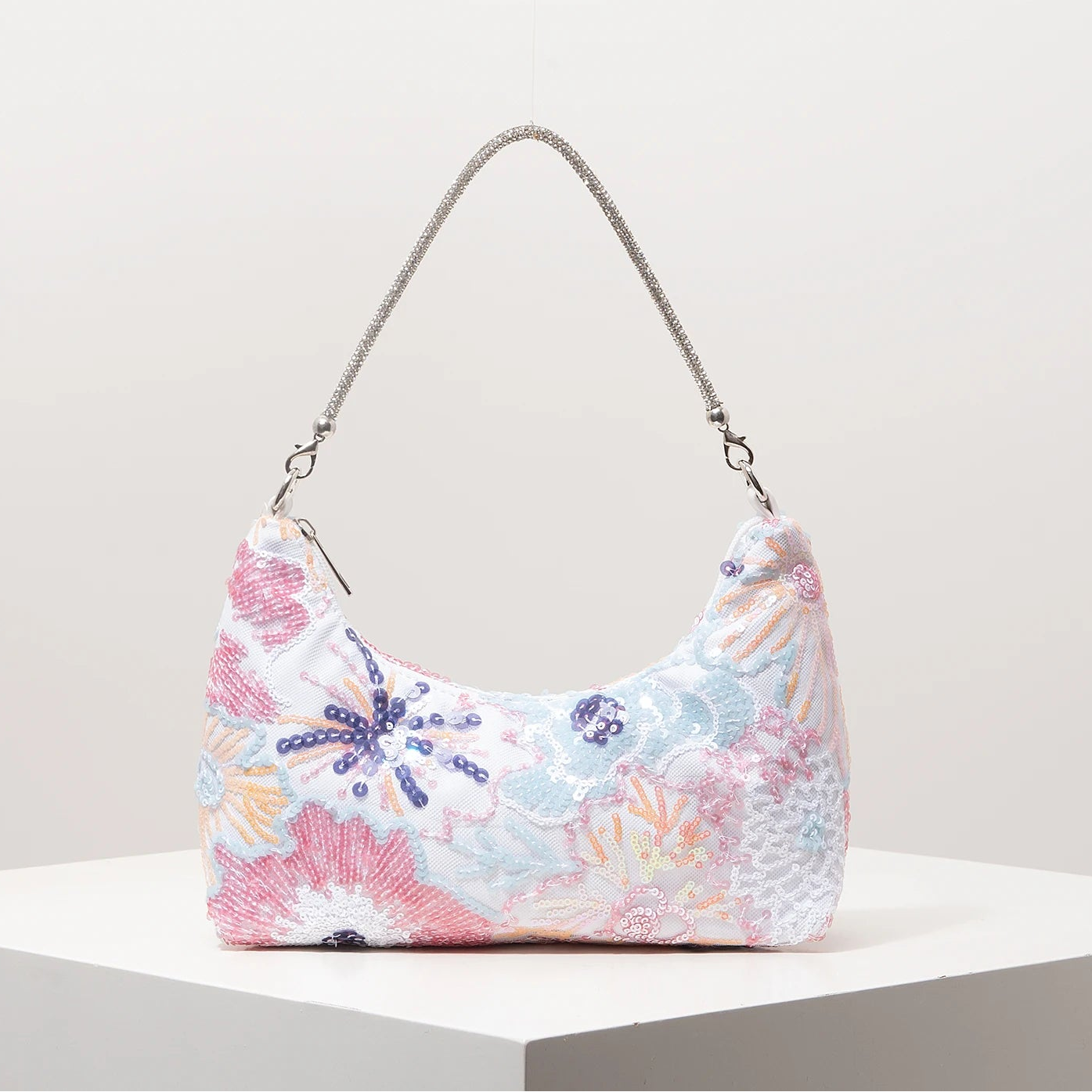 Y2K 2000's Sequin Floral Shoulder Bag