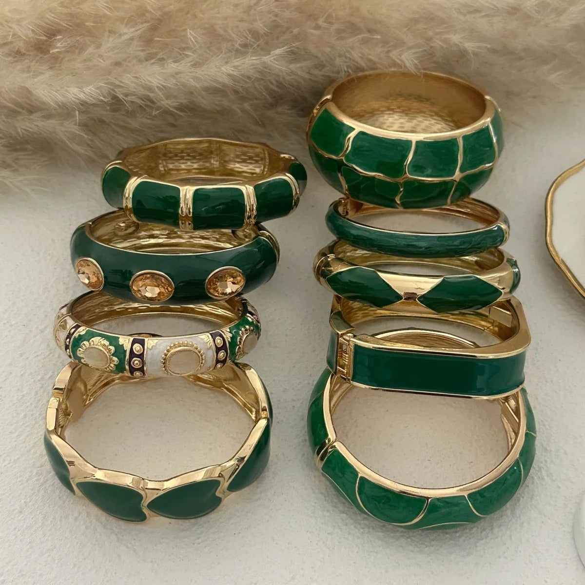 Boho Green Bangle Stack