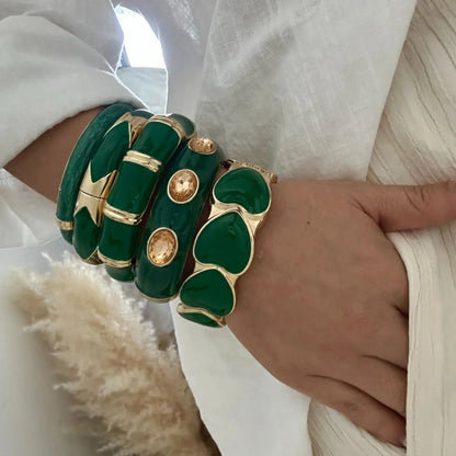 Boho Green Bangle Stack